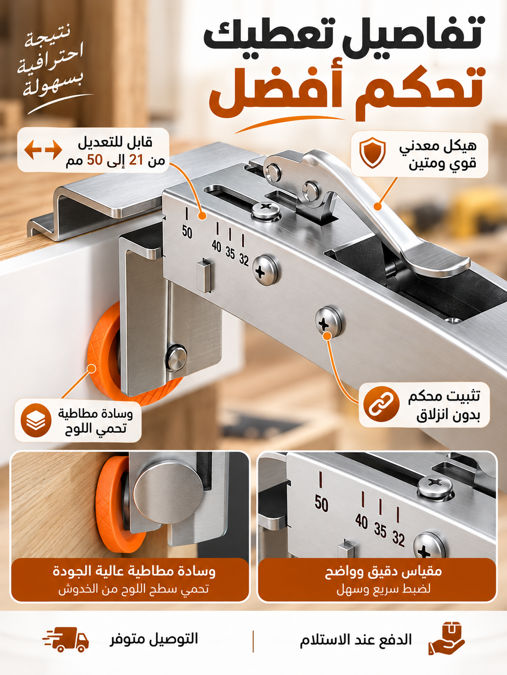 ملزمة تثبيت واجهات الأدراج القابلة للتعديل – ركّب مستقيم ودقيق من أول مرة