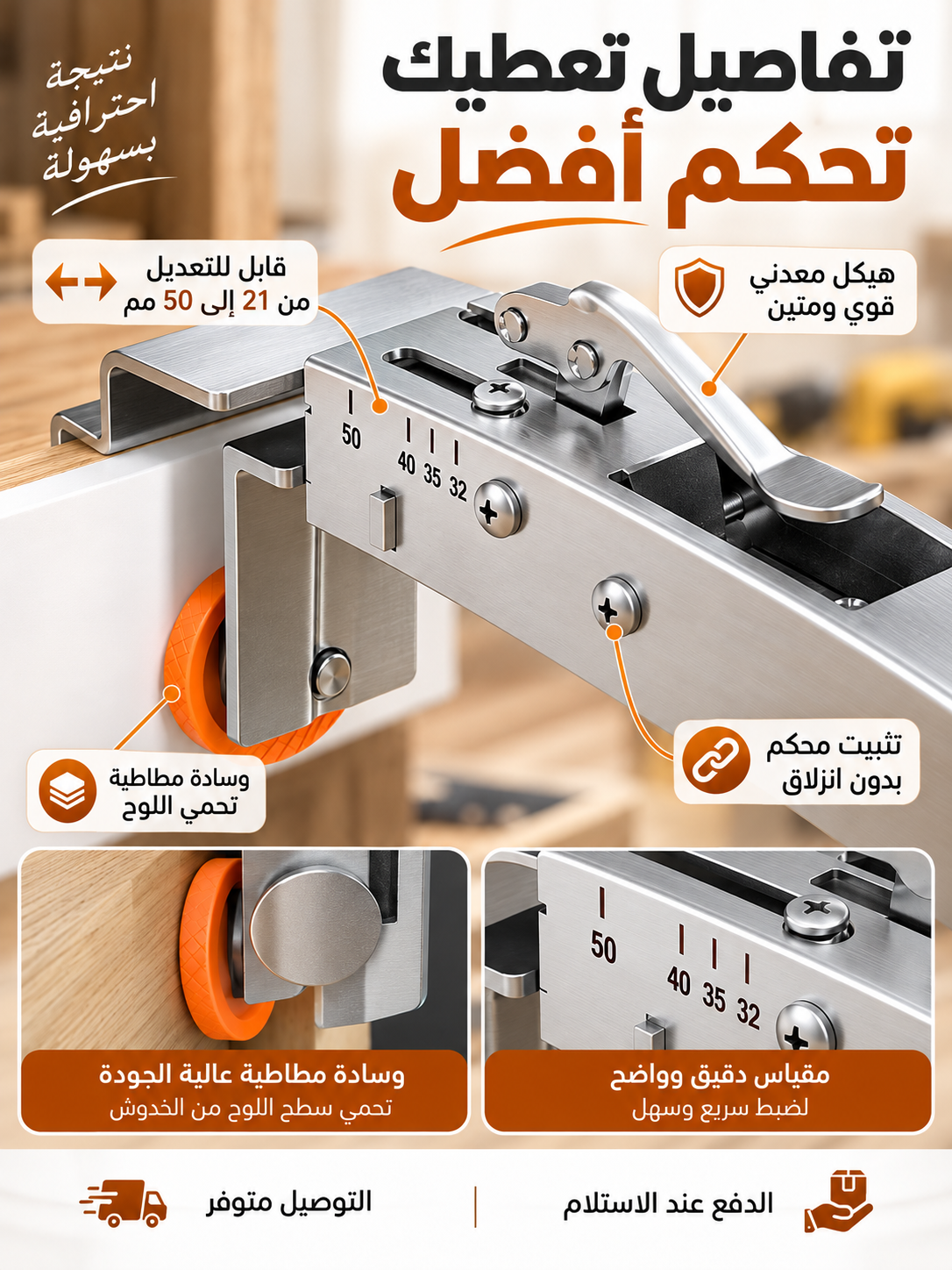ملزمة تثبيت واجهات الأدراج القابلة للتعديل – ركّب مستقيم ودقيق من أول مرة