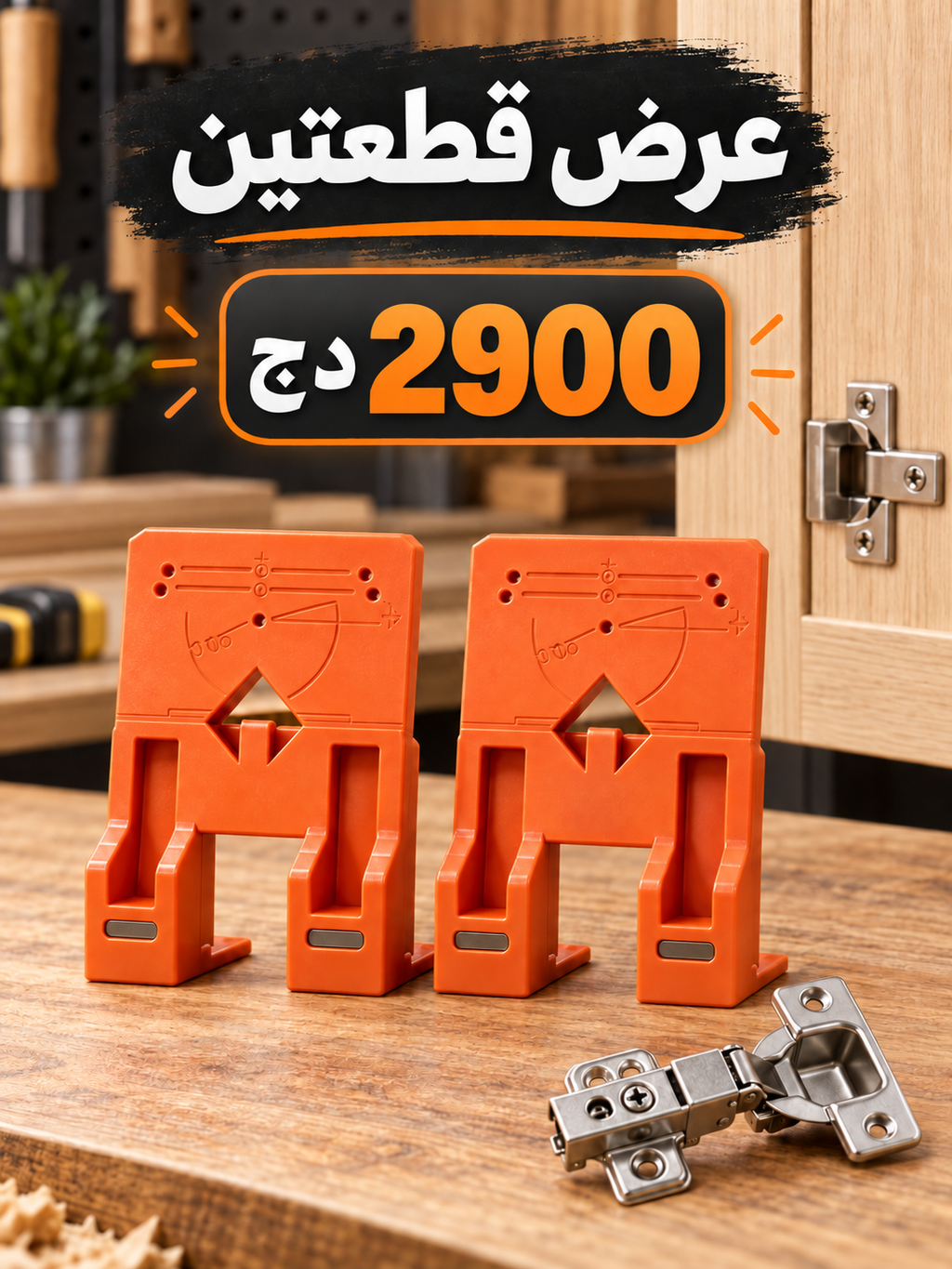 قالب مغناطيسي لتثبيت وتركيب مفصلات أبواب الخزائن بدقة - Gabarit magnétique de positionnement pour charnières de meubles