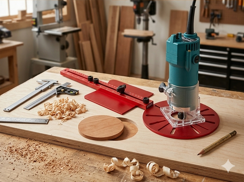 4-in-1 Router Circle Cutting Jig – Guide de Défonceuse Réglable Haute Précision