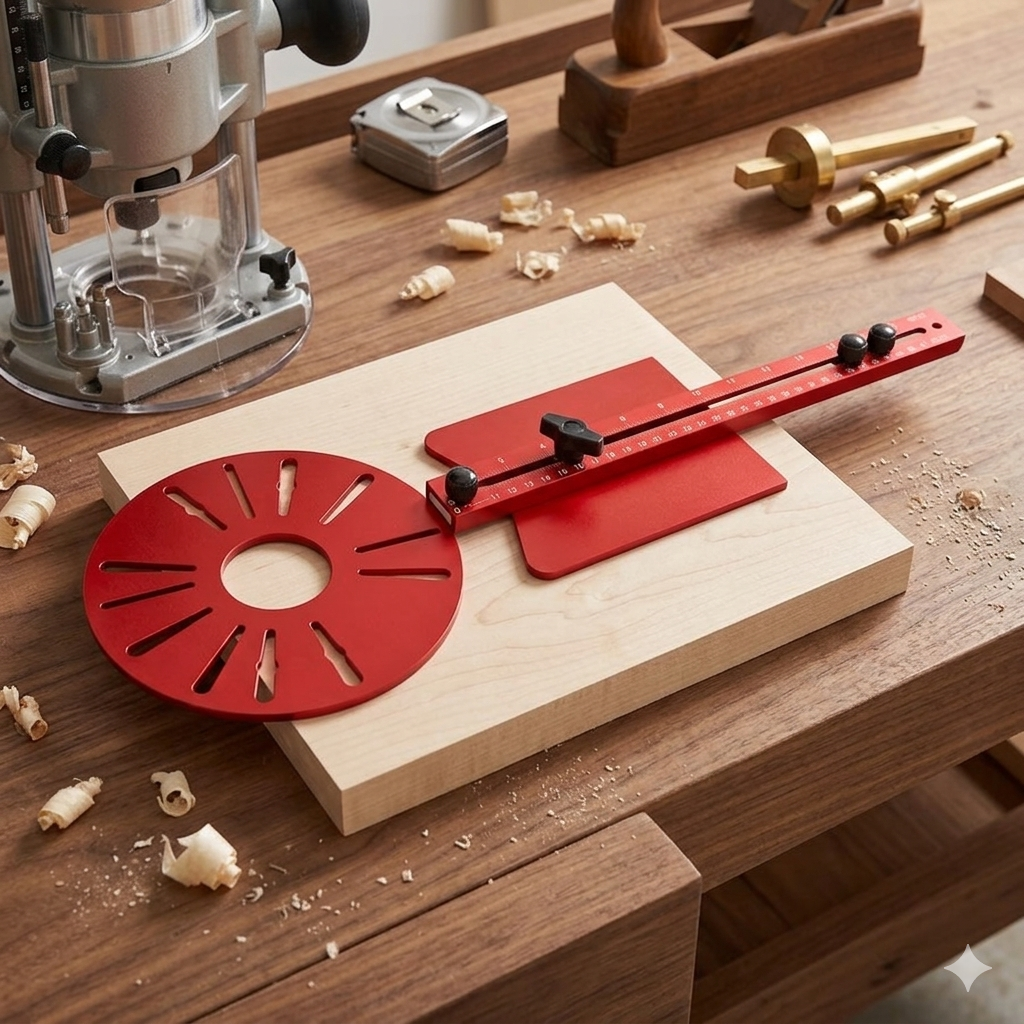 4-in-1 Router Circle Cutting Jig – Guide de Défonceuse Réglable Haute Précision